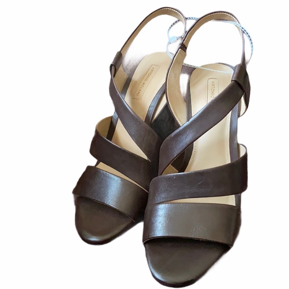 ANTONIO MELANI Brown Strappy Leather Heels